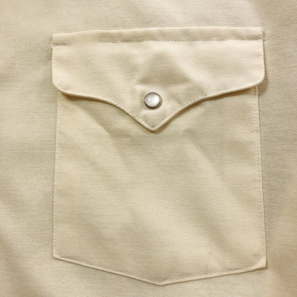 Off White Cream Western Snap Button Shirt 16.5 34 - Picture 4 of 6